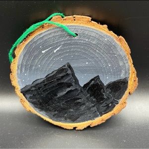 Original/handmade
Painted wooden ornament 
Stars/mountains